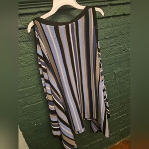 Striped Asymmetrical Knit Poncho